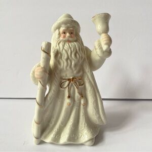 K's Collection Vintage White Gold Santa Claus Christmas w/Cane & Bell